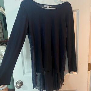 NICOLA Navy Sheer Hem Tunic